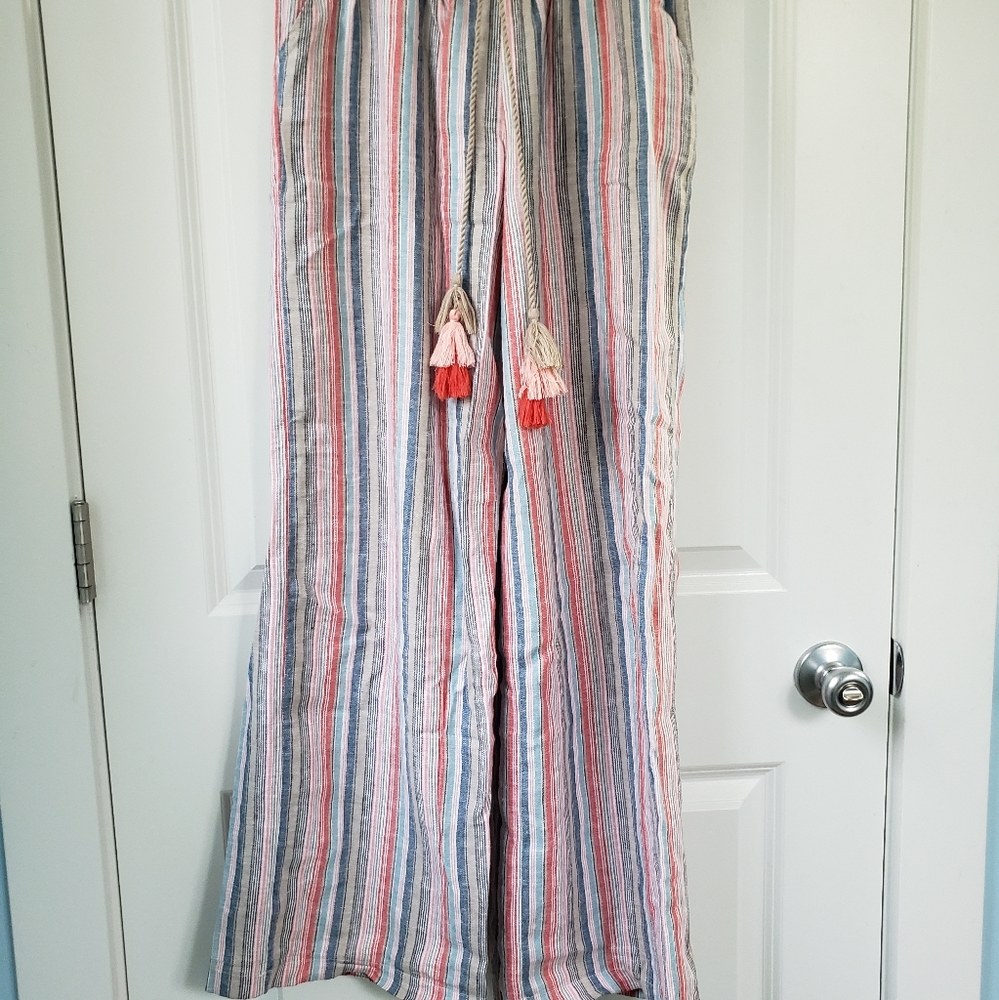 Wide-leg striped pants